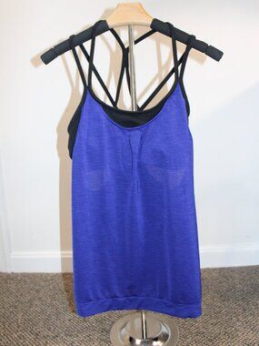 Women's Athleta Layered Tank Top with Built In Sports Bra With Back Straps